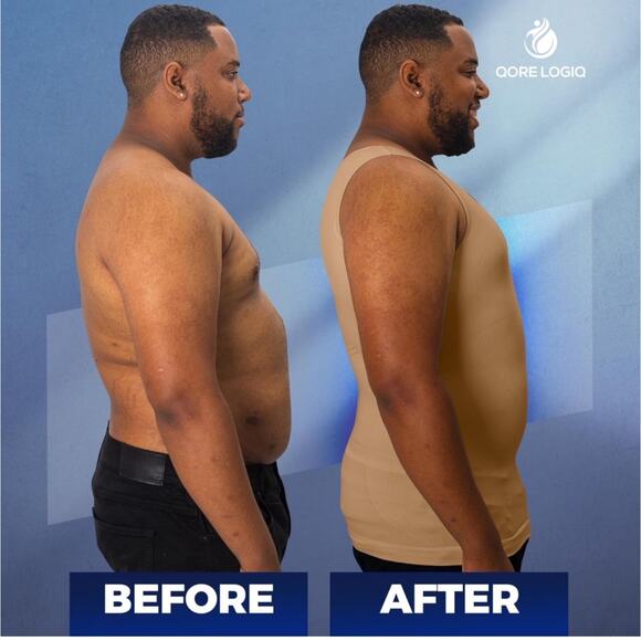 QORE LOGIQ Gynecomastia Body Shaper Compression Beige XXL - Picture 5 of 5